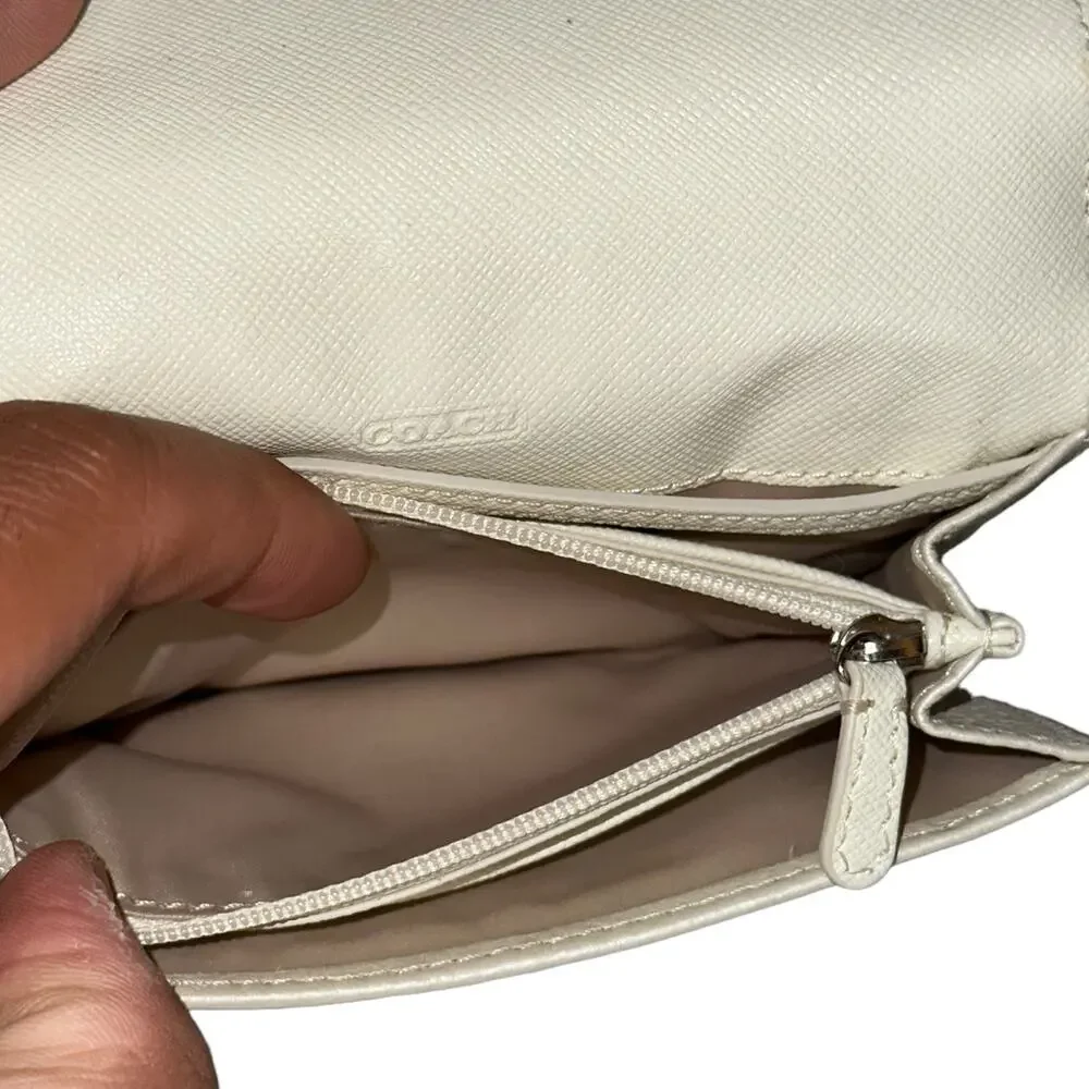 Coach Pearl Cream Metallic Crossbody Wallet Convertible Leather Crossbody Purse - Picture 7 of 14